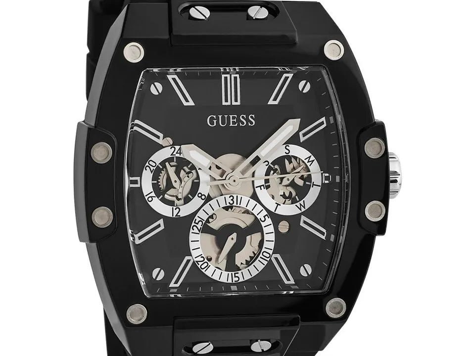 Guess Phoenix Multifunction Black Dial Black Rubber Strap Watch for Men - GW0203G3