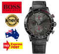 Hugo Boss Rafale Chronograph Grey Dial Black Leather Strap Watch For Men - HB1513445