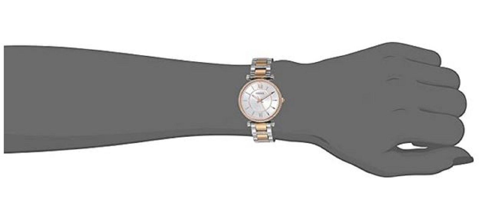 Fossil Carlie Silver Dial Two Tone Steel Strap Watch for Women - ES4342