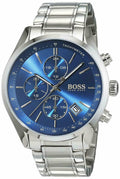 Hugo Boss Grand Prix Blue Dial Silver Steel Strap Watch for Men - 1513478