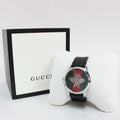 Gucci G Timeless Quartz Green & Red Dial Black Leather Strap Watch For Men - YA1264149