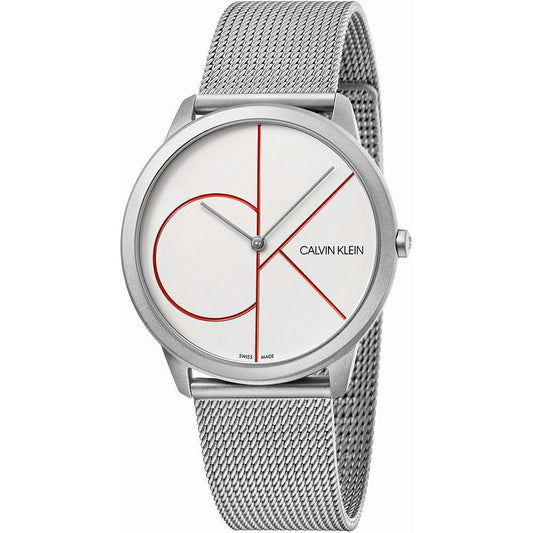 Calvin Klein Minimal White Dial Silver Mesh Bracelet Watch for Men - K3M51152