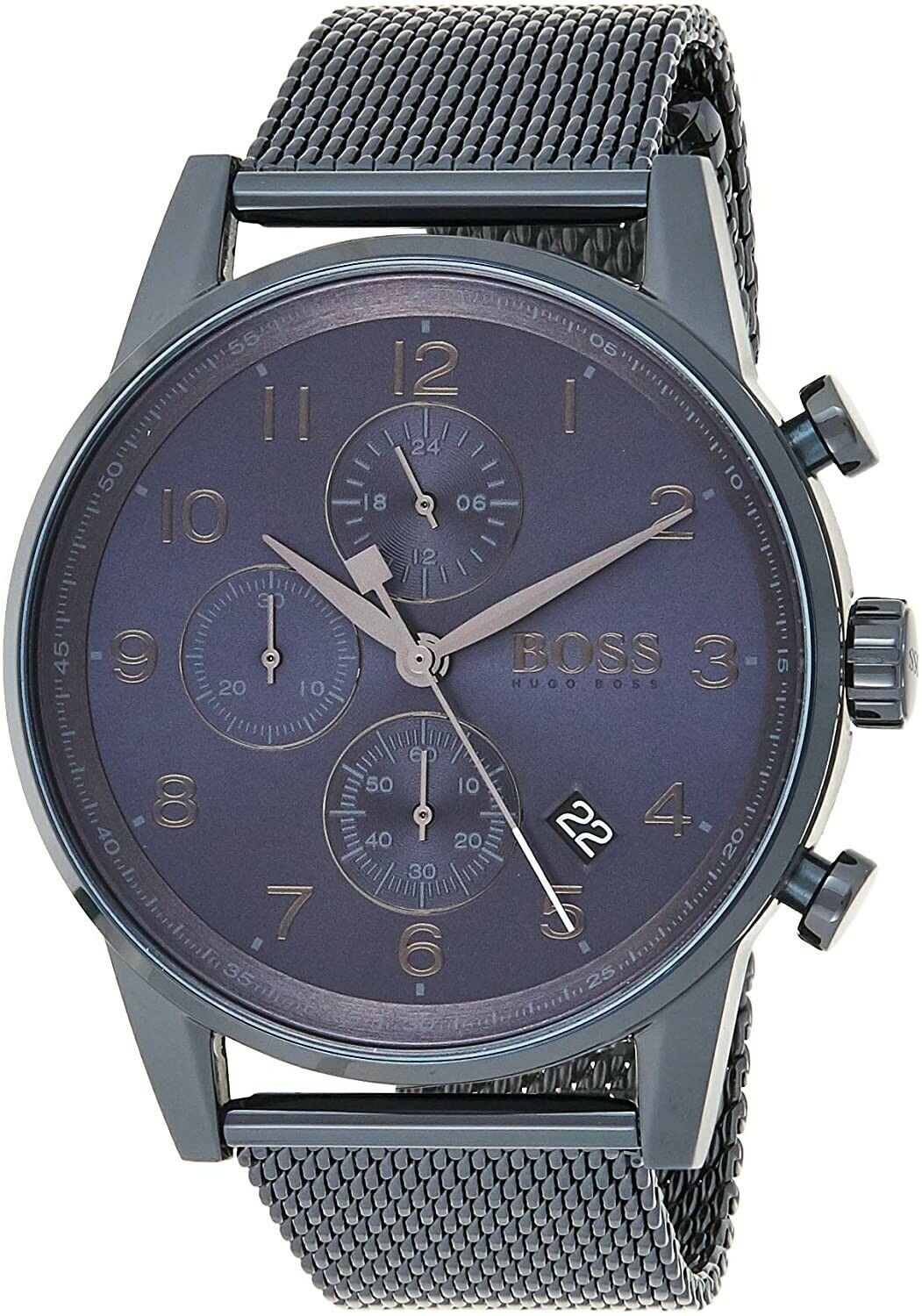 Hugo Boss Navigator Chronograph Blue Dial Blue Mesh Bracelet Watch for Men - 1513538