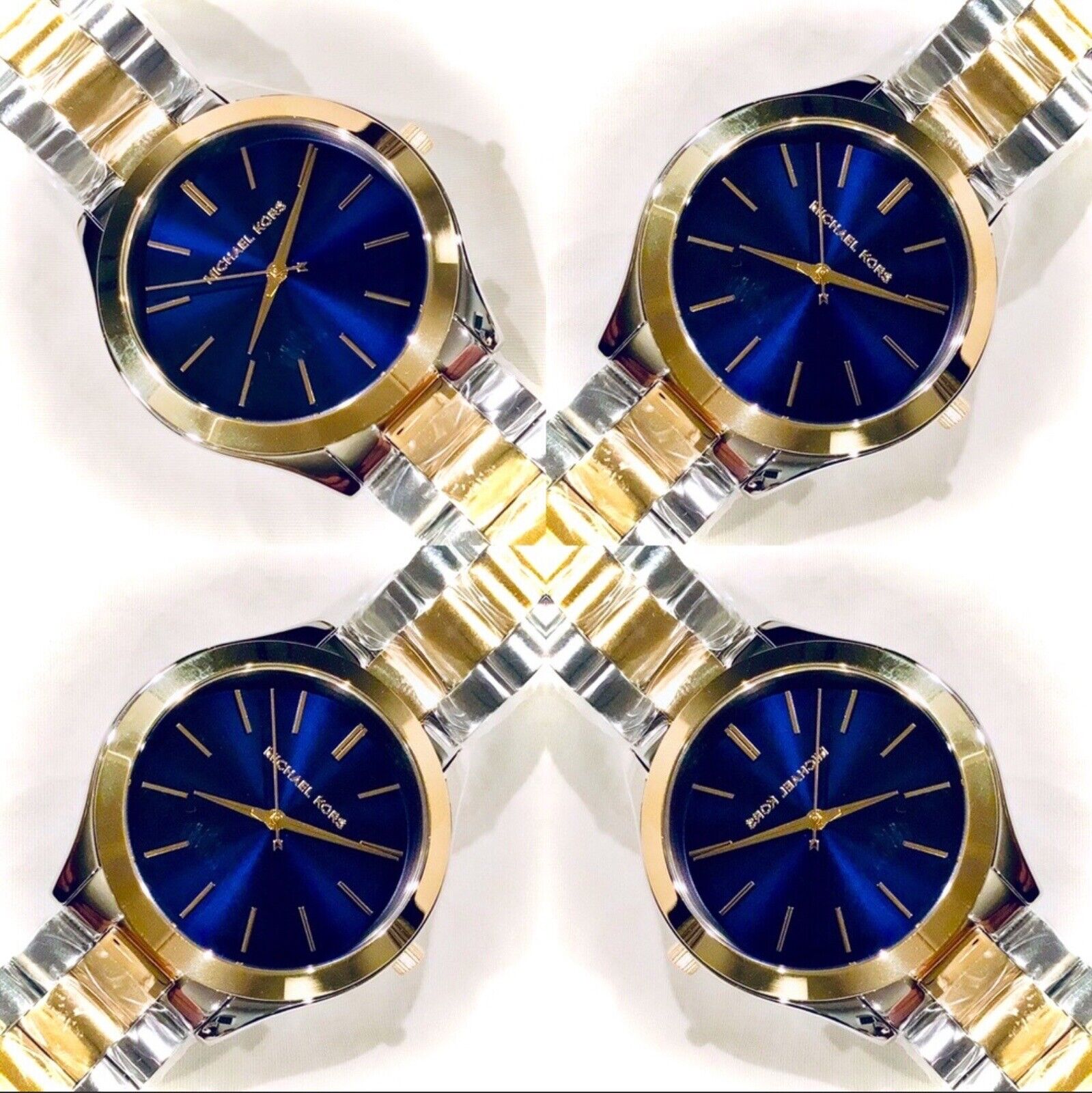 Michael Kors Slim Runway Blue Dial Two Tone Steel Strap Watch for Women - MK3479