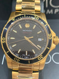 Movado Series 800 Black Dial Gold Steel Strap Watch For Men - 2600145