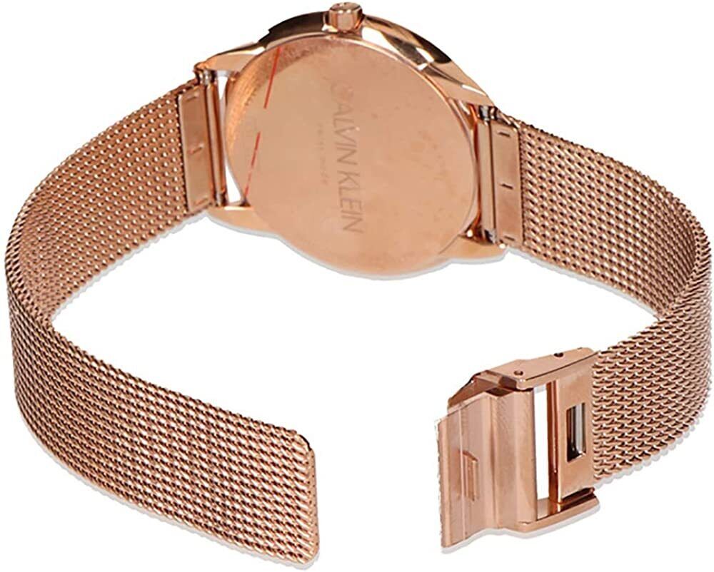 Calvin Klein Minimal Black Dial Rose Gold Mesh Bracelet Watch for Women - K3M2262Y