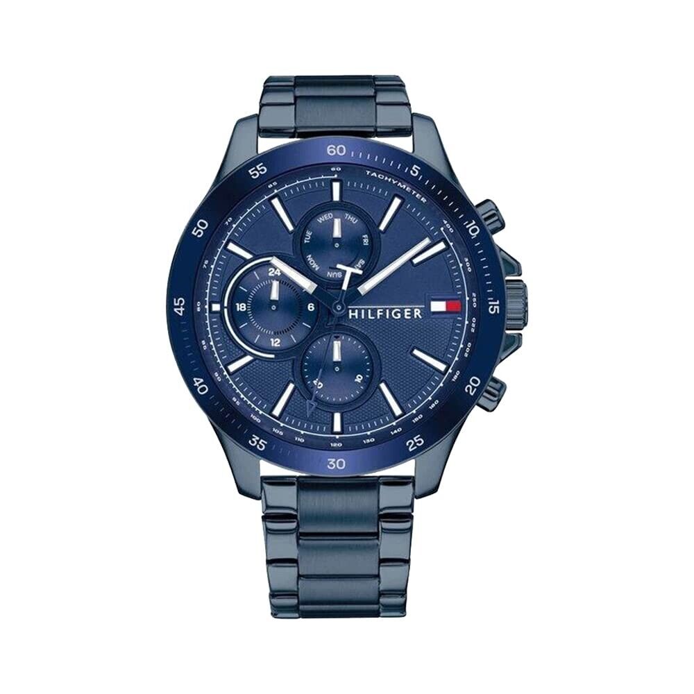 Tommy Hilfiger Bank Quartz Blue Dial Blue Steel Strap Watch for Men - 1791720