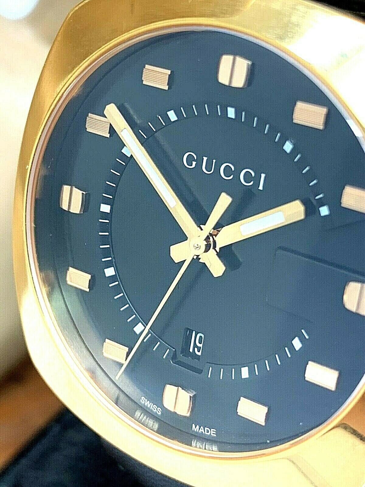 Gucci GG2570 Quartz Black Dial Black Leather Strap Watch For Men - YA142310