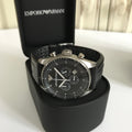 Emporio Armani Sportivo Chronograph Black Dial Black Rubber Strap Watch For Men - AR0527