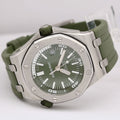 Audemars Piguet Royal Oak Offshore Diver Green Dial Green Rubber Strap Watch for Men - 15710ST.OO.A052CA.01