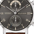 Tommy Hilfiger Kane Grey Dial Brown Leather Strap Watch for Men - 1710398