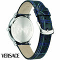 Versace V-Circle The Clans Edition Blue Dial Blue & Green Leather Strap Watch for Women  - VEBQ00118