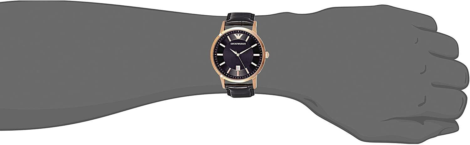 Emporio Armani Classic Black Dial Black Leather Strap Watch For Women - AR9022