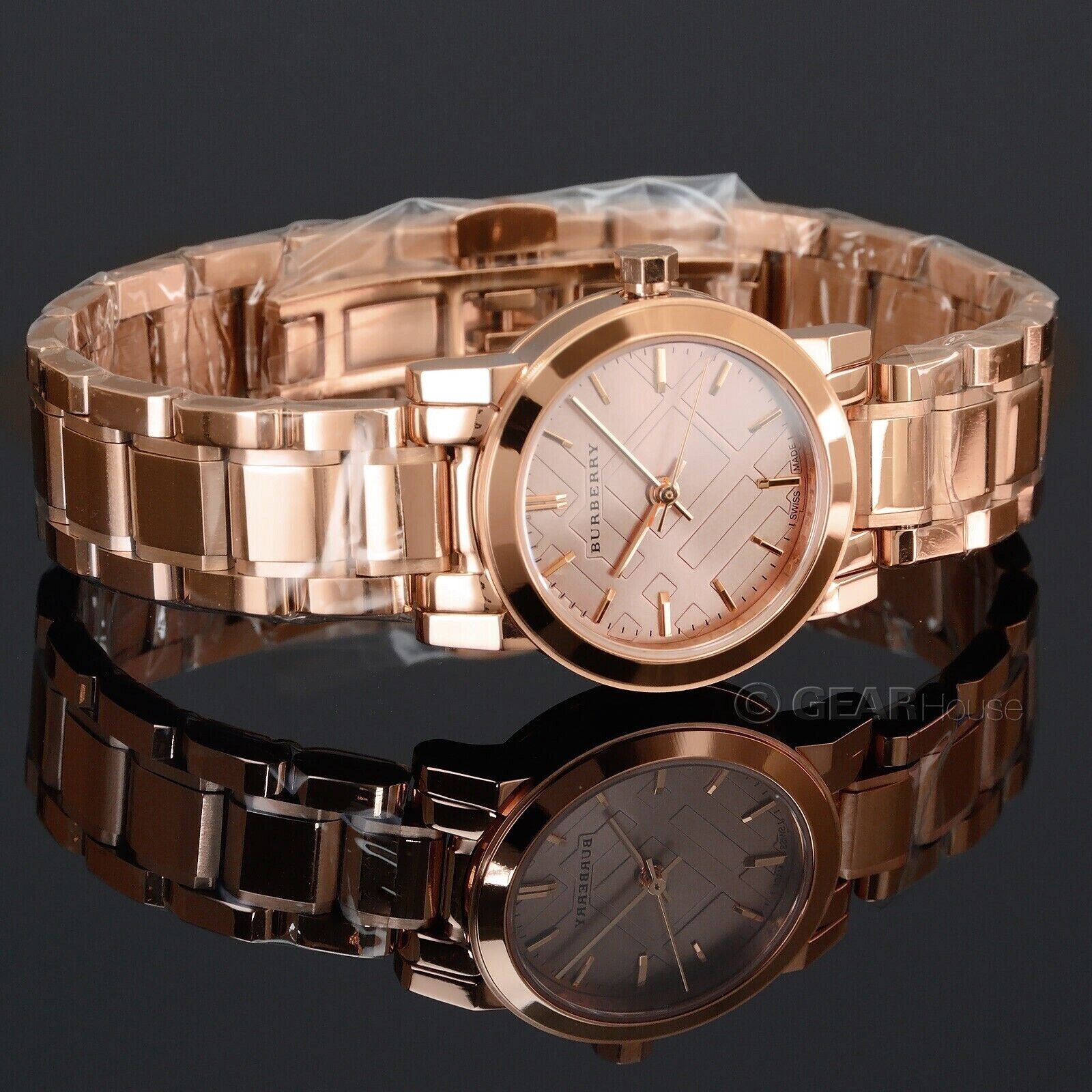 Burberry The City Beige Dial Rose Gold Steel Strap Watch for Women - BU9228