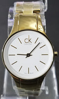 Calvin Klein Simplicity White Dial Gold Steel Strap Watch for Women - K4323212