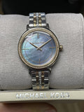 Michael Kors Cinthia Grey Mother of Pearl Dial Two Tone Steel Strap Watch for Women - MK3642