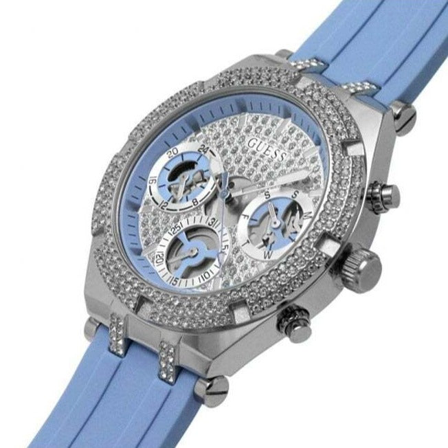 Guess Heiress Diamonds Blue Dial Blue Rubber Strap Watch for Women - GW0407L1