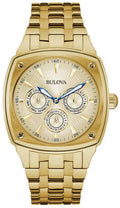 Bulova Multifunction White Dial Gold Steel Strap Watch for Men - 97C105