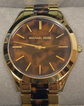 Michael Kors Slim Runway Tortoise Shell Dial Two Tone Steel Strap Watch for Women - MK4284