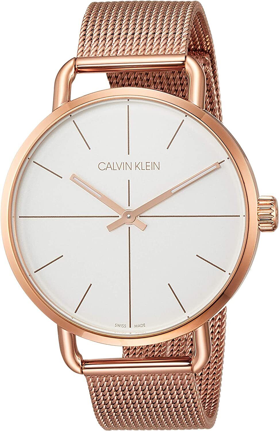 Calvin Klein Even White Dial Rose Gold Mesh Bracelet Watch for Women - K7B21626