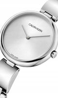 Calvin Klein Wavy Silver Dial Silver Steel Strap Watch for Women - K9U23146