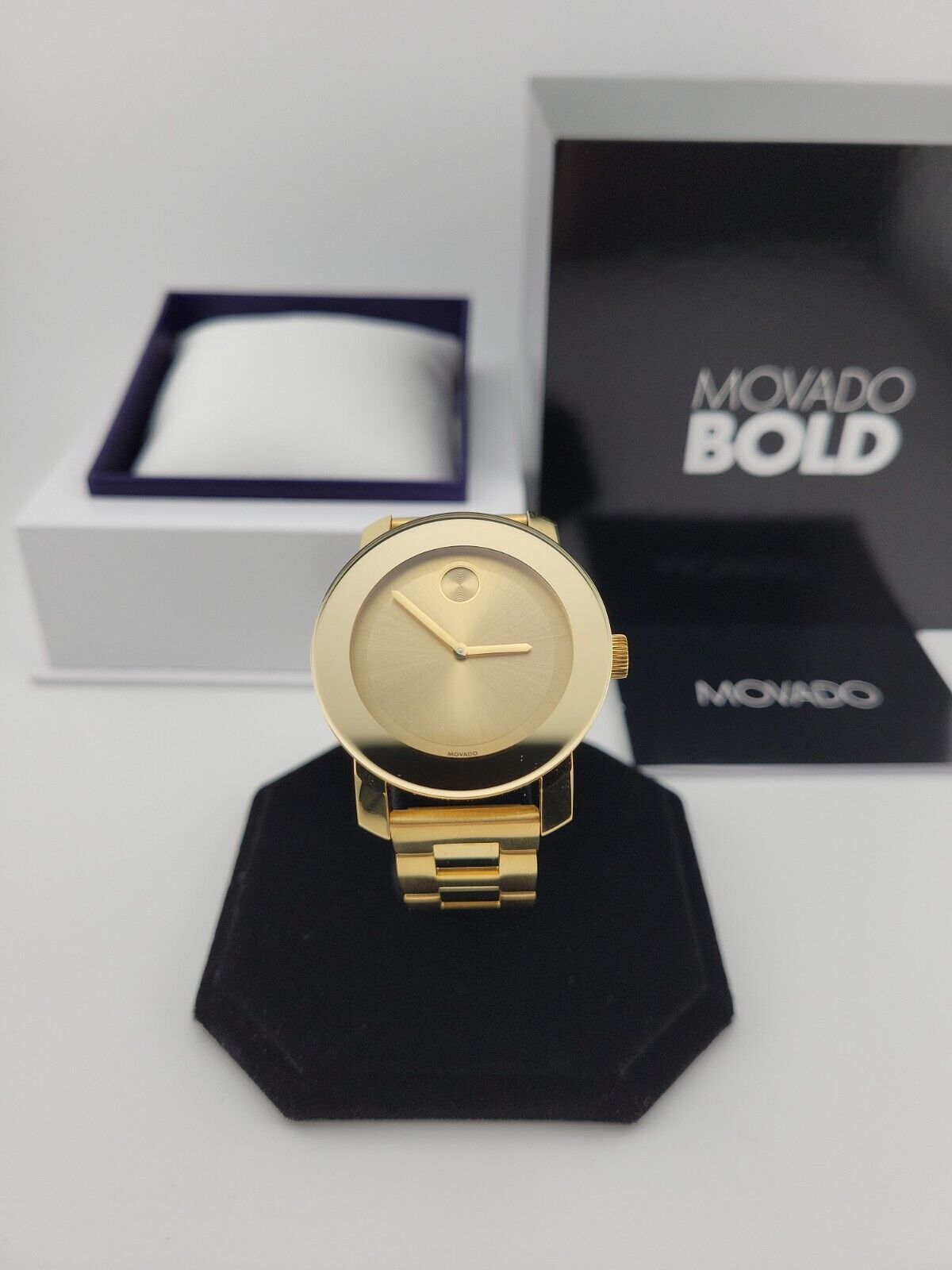 Movado Bold Yellow Gold Dial Yellow Gold Steel Strap Watch For Women - 3600085