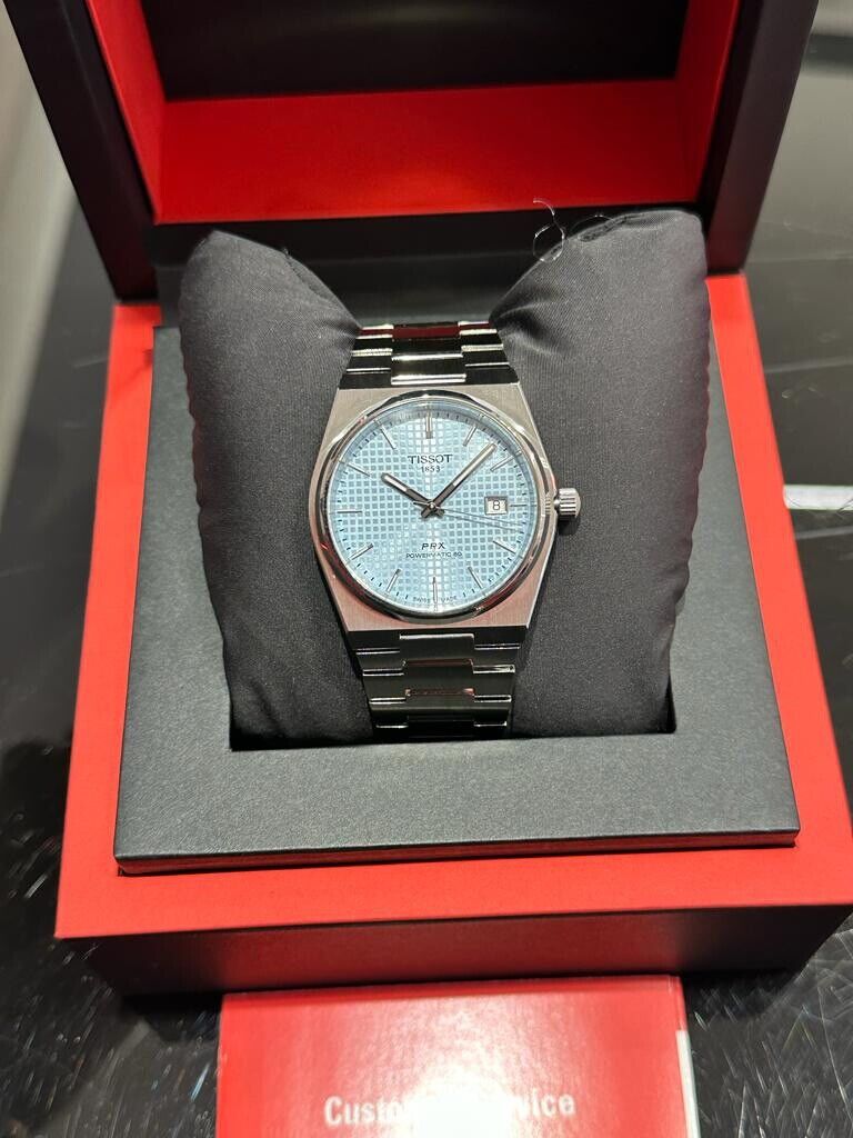 Tissot PRX Powermatic 80 Ice Blue Tiffany Dial Silver Steel Strap Watch for Men - T137.407.11.351.00