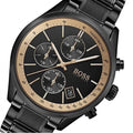 Hugo Boss Grand Prix Chronograph Black Dial Black Steel Strap Watch for Men - 1513578