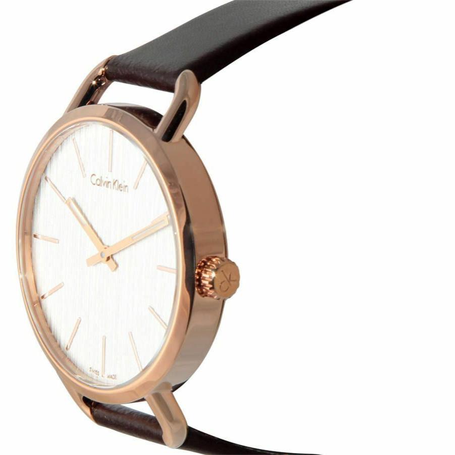 Calvin Klein Even White Dial Brown Leather Strap Watch for Women - K7B236G6