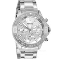 Fossil Bannon Multifunction Chronograph Silver Dial Silver Steel Strap Watch for Men - BQ2490