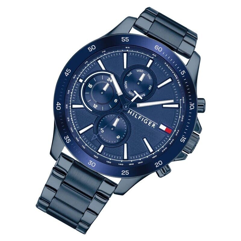 Tommy Hilfiger Bank Quartz Blue Dial Blue Steel Strap Watch for Men - 1791720