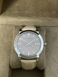 Burberry The City Silver Dial Beige Leather Strap Unisex Watch - BU9010