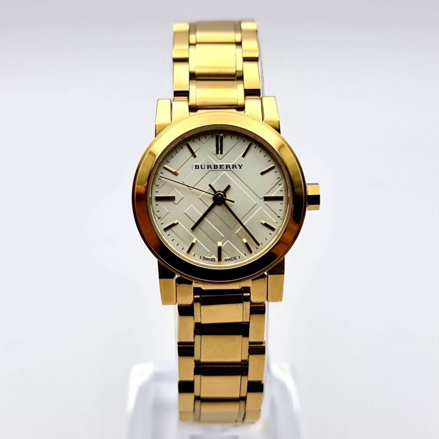 Burberry Heritage White Dial Gold Steel Strap Watch for Women - BU9203