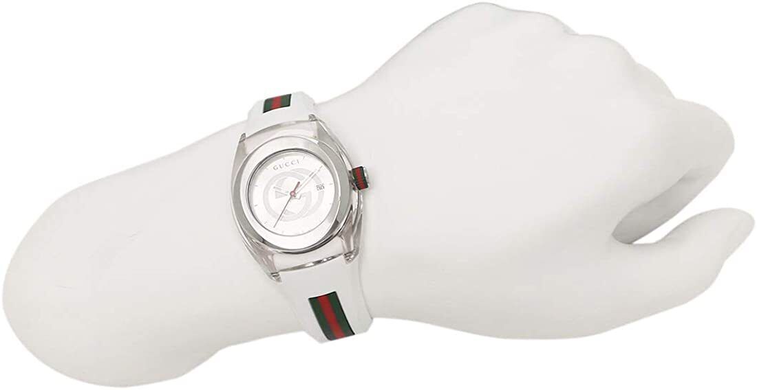 Gucci Sync Quartz White Dial White Rubber Strap Unisex Watch - YA137302