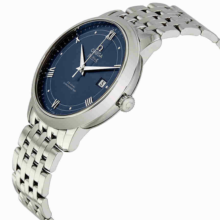 Omega De Ville Prestige Co-Axial Blue Dial Silver Steel Strap Watch for Men - 424.10.40.20.03.002