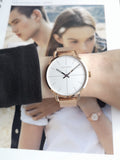 Calvin Klein Even White Dial Rose Gold Mesh Bracelet Watch for Women - K7B21626