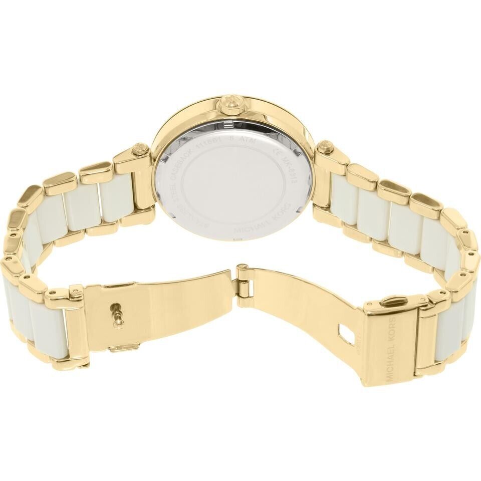 Michael Kors Parker White Dial Two Tone Steel Strap Watch for Women - MK6313