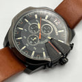 Diesel Mega Chief Quartz Chronograph Brown Leather Watch For Men - DZ4343