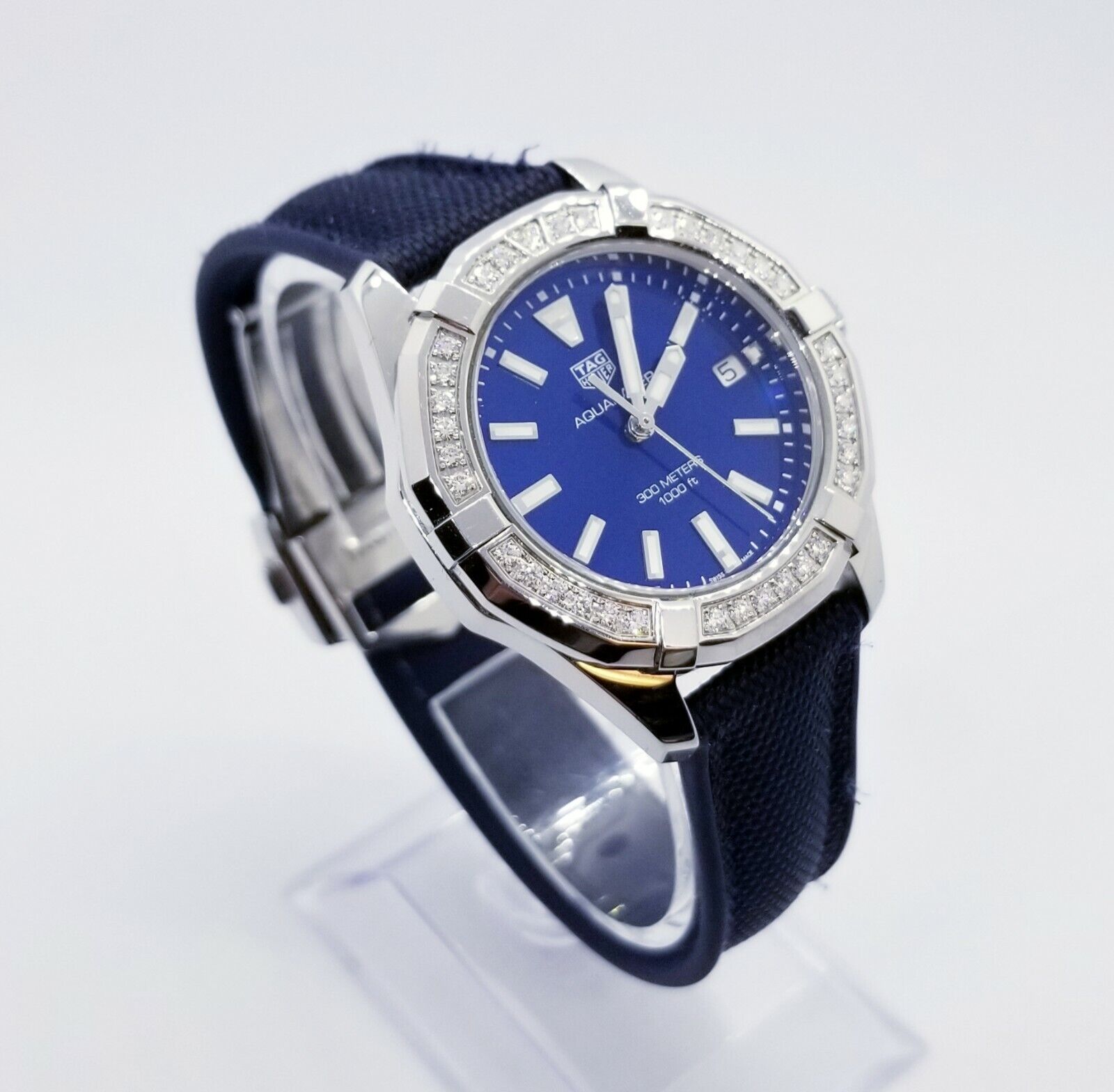 Tag Heuer Aquaracer 35mm Quartz Blue Dial Blue Textile Strap Watch for Women - WAY131N.FT6091