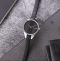 Calvin Klein Rebel Black Grey Dial Black Leather Strap Watch for Women - K8P231C1