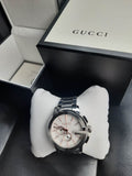 Gucci G Chrono Chronograph Quartz White Dial Silver Steel Strap Watch For Men - YA101201