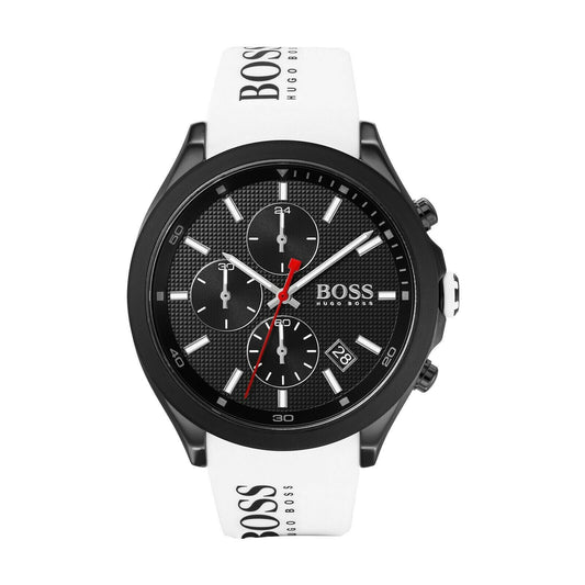 Hugo Boss Velocity Black Dial White Rubber Strap Watch for Men - 1513718