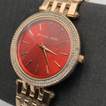 Michael Kors Darci Red DIal Rose Gold Stainless Steel Strap Watch for Women - MK3378