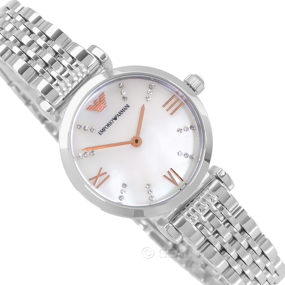 Emporio Armani Donna Mother of Pearl Dial Silver Steel Strap Watch For Women - AR11204