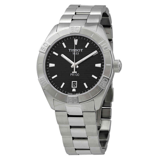 Tissot PR 100 Sport Quartz Black Dial Stainless Steel Strap Watch For Men - T101.610.11.051.00