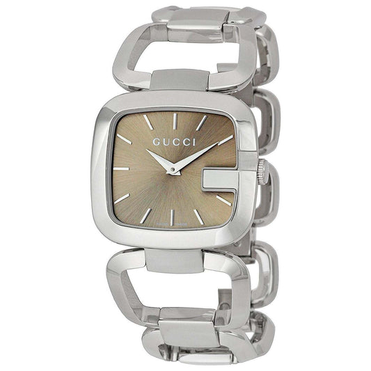 Gucci G Quartz Brown Dial Silver Steel Strap Watch For Women - YA125402