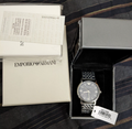 Emporio Armani Kappa Quartz Grey Dial Silver Mesh Bracelet Watch For Men - AR11068