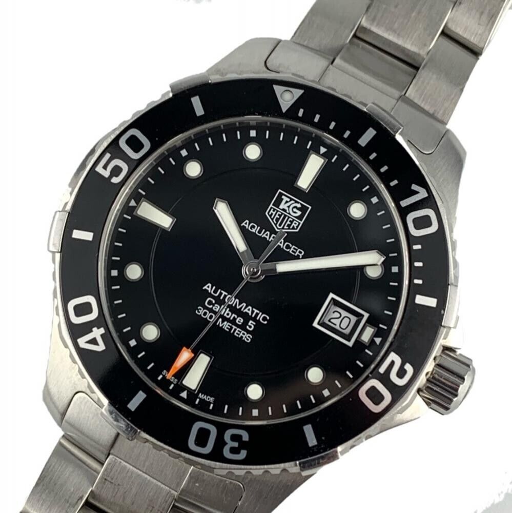 Tag Heuer Aquaracer Automatic Caliber 5 Black Dial Silver Steel Strap Watch for Men - WAN2110.BA0822