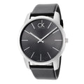 Calvin Klein City Grey Dial Black Leather Strap Watch For Men - K2G21107