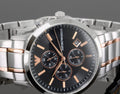 Emporio Armani Chronograph Black Dial Two Tone Steel Strap Watch For Men - AR11165